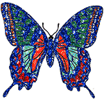 Multi Blue Glitter Butterfly Picture